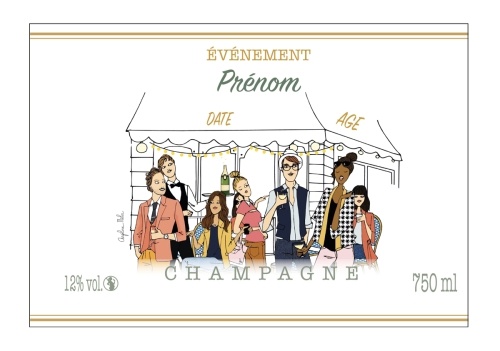 Étiquette autocollante de Champagne avec 2 liserés en or à chaud personnalisée pour fêter un anniversaire