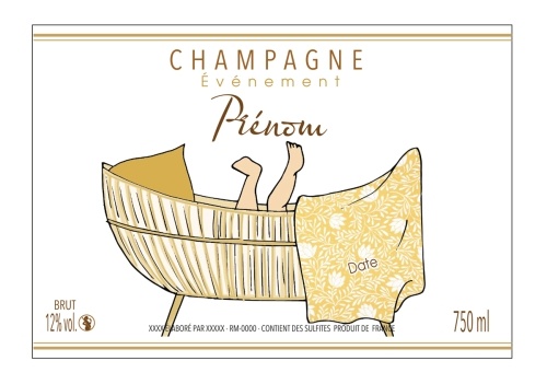 Étiquette pour personnaliser une bouteille de Champagne pour fêter une naissance