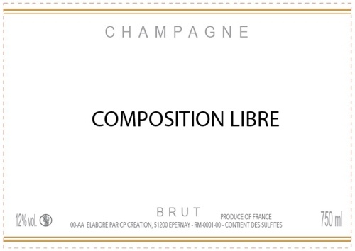 Étiquette de Champagne neutre avec un liseret or à chaud