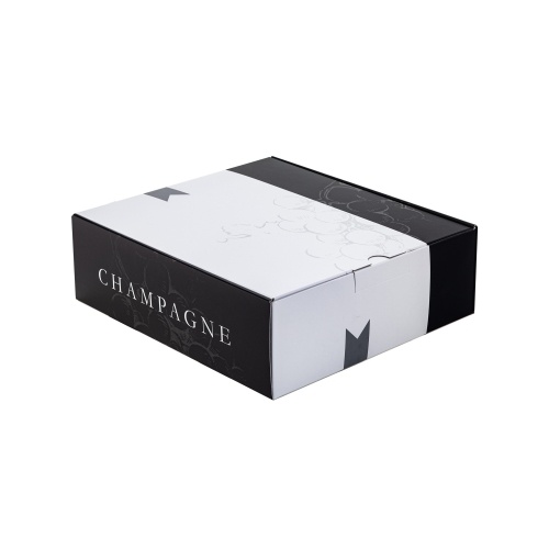 Coffret 3 bouteilles de Champagne noir et blanc avec raisin en tramé