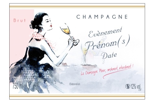 Étiquette adhésive avec deux liserés d'or à chaud de Champagne personnalisée pour un fêter un évènement