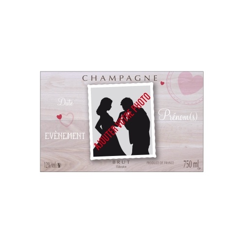 Étiquette non-adhésive de Champagne pour un mariage
