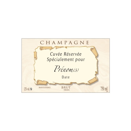 Étiquette de Champagne non-adhésive imitation parchemin