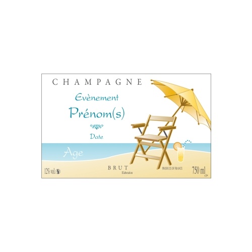 Étiquette de Champagne avec un décor relaxant pour personnaliser une bouteille