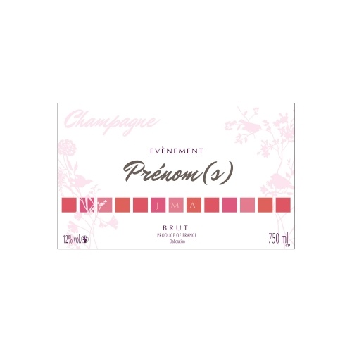 Étiquette de Champagne blanche et rose pour personnaliser une bouteille