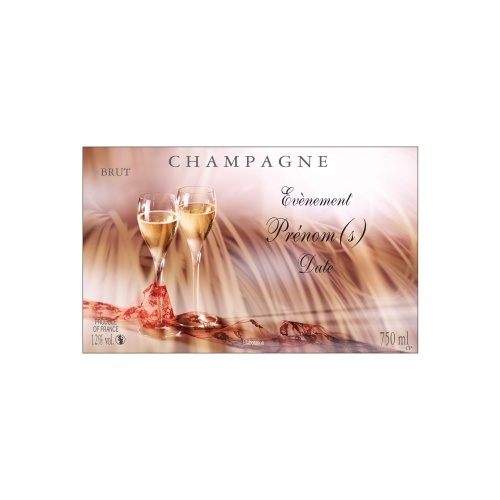 Étiquette de Champagne avec un décor festif
