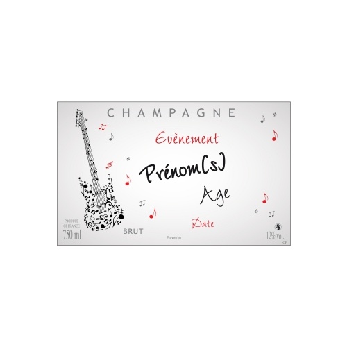 Étiquette de Champagne non-adhésive sur le thème de la musique