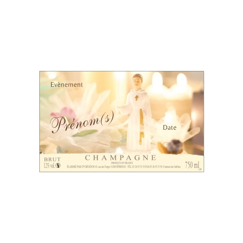 Étiquette de Champagne non-adhésive pour célébrer une communion