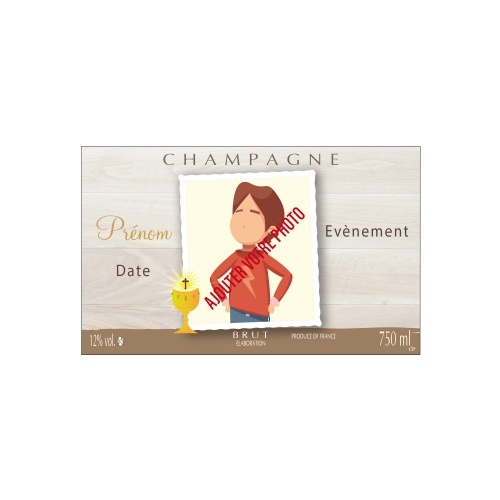 Étiquette de Champagne avec un fond brun possibilité de mettre un photo