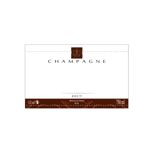 Étiquette de Champagne neutre avec une bande marron foncé