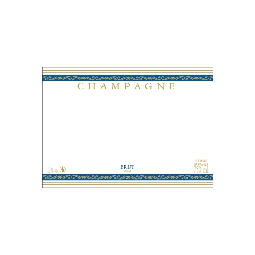 Étiquette de Champagne neutre avec un liseré or à chaud et deux bandes bleues